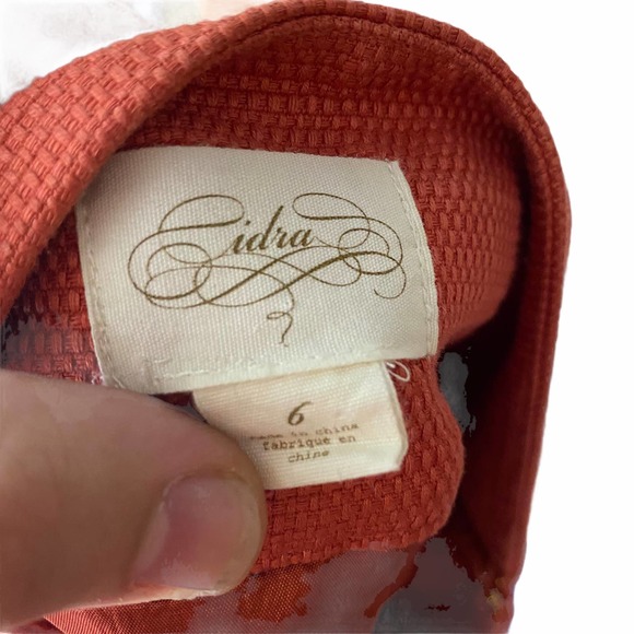 Anthropologie Idra Skirt Womens 6 Button Front Orange Mini A Line Cotton Acetate - Picture 3 of 4